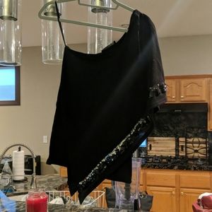 Black sequin asymmetrical top